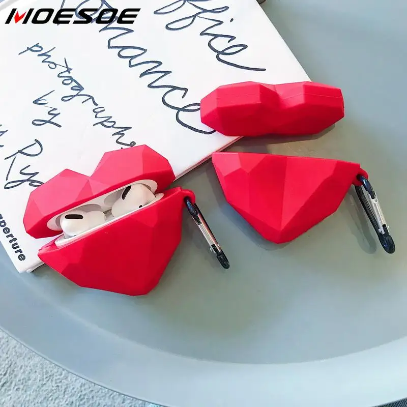 3D Сердце AirPods Pro зарядный Футляр Защитный Мягкий чехол для Apple брелок силиконовый