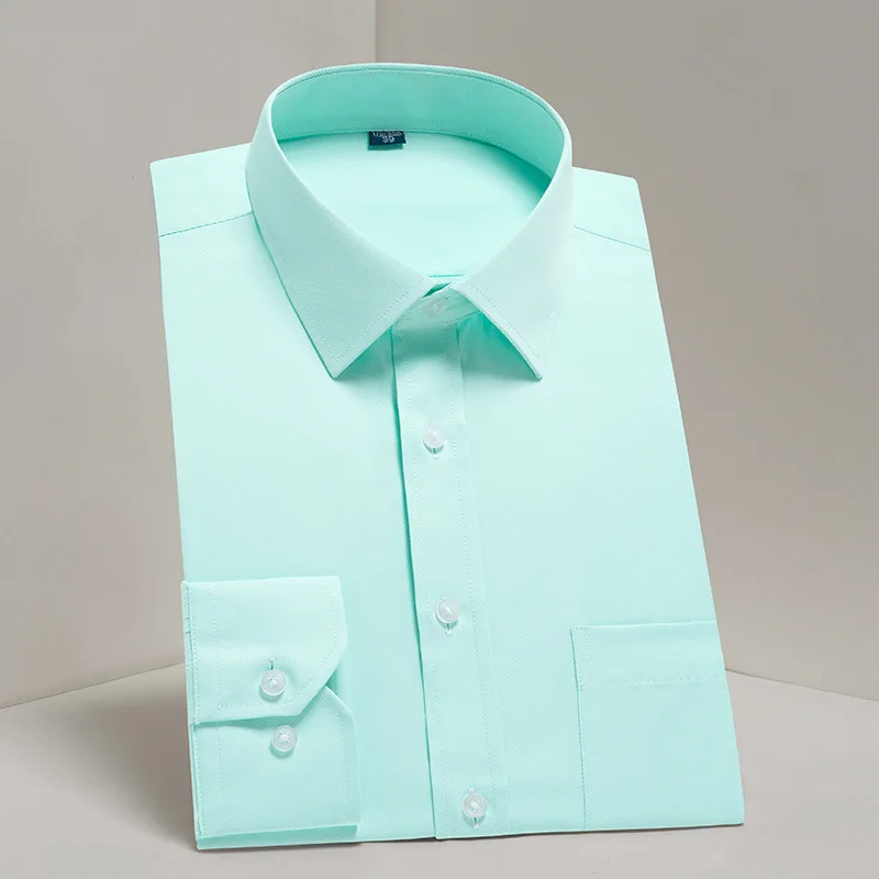 Dress Shirts Men's Twill Dress Shirts Long Sleeve regular fit office business mens social shirts with chest pocket S~8xl