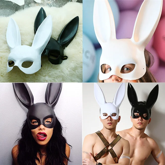 

10pcs Mark Girl Man Sexy Rabbit Ears Mask Cute Bunny Long Ears Bondage Mask Halloween Masquerade Party Cosplay Costume Props