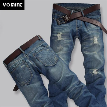 

VOMINTNew Men's High Quality 100% Cotton Men Long Straight Jeans Fashion Solid Regular Jeans For Men 302