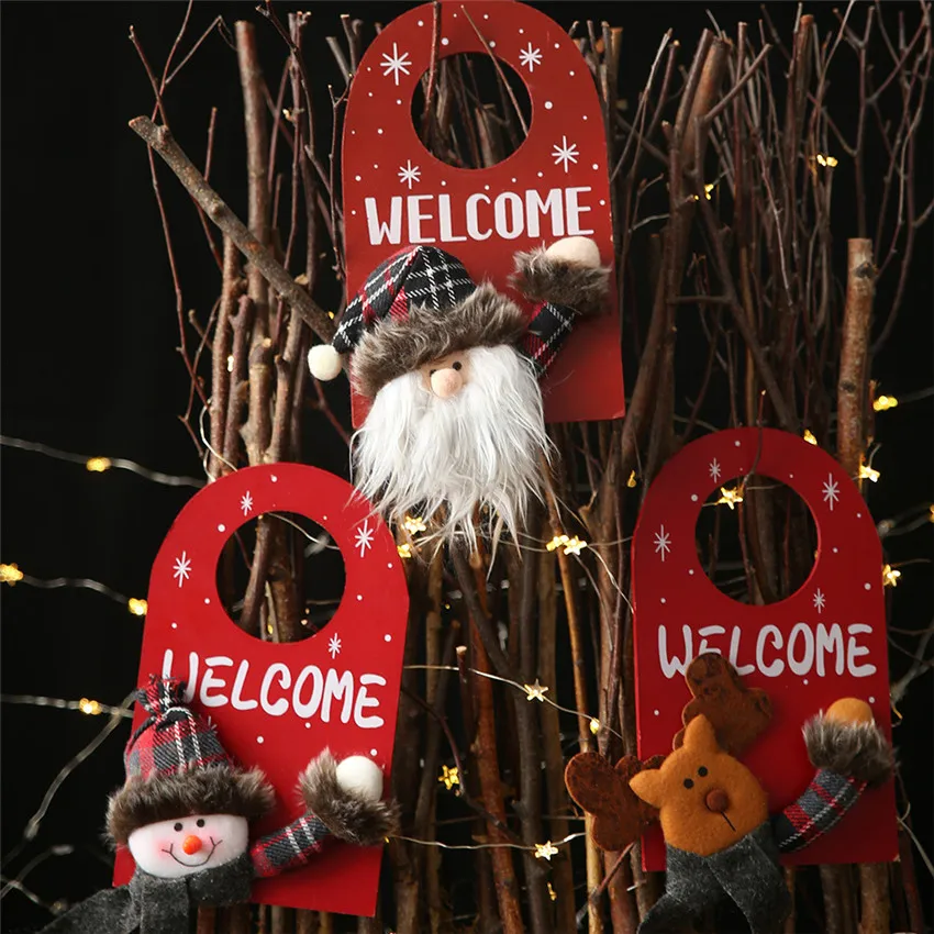 

2020 Merry Christmas Door Hanging Pendant Wooden Ornament Xmas Decorations For Home Hotel Door Xmas Gift New Year Decoration