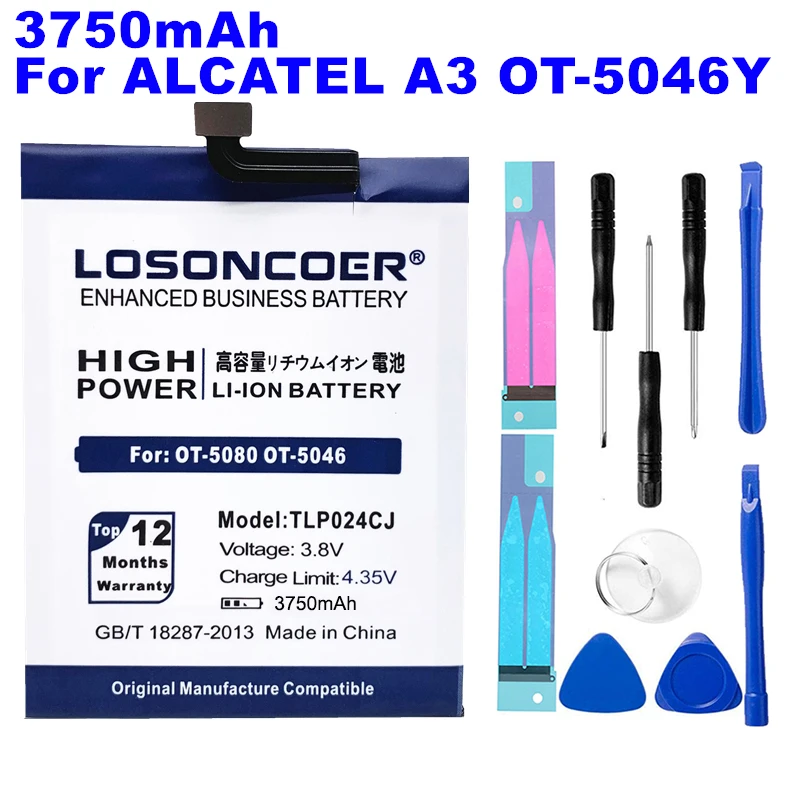 3750 мА/ч TLP024CJ Батарея для Alcatel Работает с любым оператором A3 OT 5046/Touch Shine Lite 5080 5080X 5046D