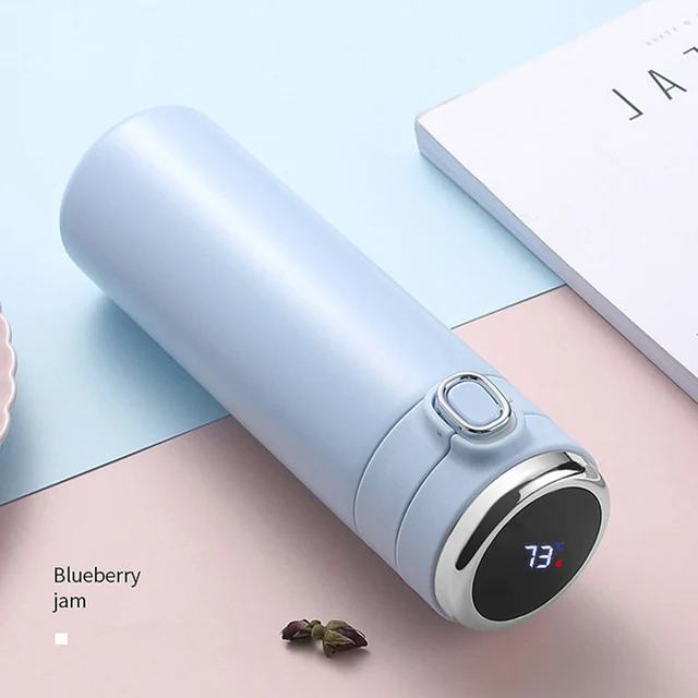 Stainless Steel Smart Water Bottle Temperature Display Vacuum Flask Portable Intelligent Thermoses Coffee Tea Cups for Travel blue