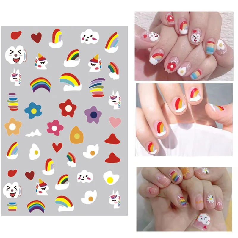 

1 Sheet 3D Nail Art Sticker Mixed Cute Girly Flowers Patterns Self-adhesive Transfer Decals DIY Decorations for Nail Art Design