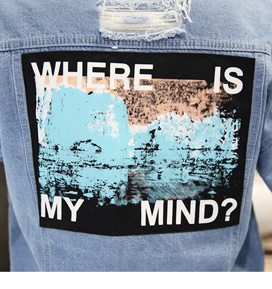 Where Is My Mind/джинсовая куртка; сезон весна-осень; женские куртки с отложным воротником и длинными рукавами; пальто с потертостями; куртка-бомбер