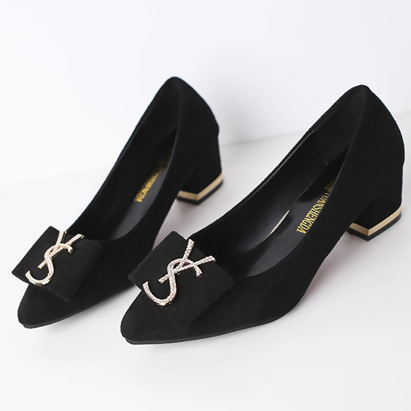

2020 Spring And Autumn Delicate Matching Wild Small Fresh Square Button Sexy Temperament Shallow Mouth Women's Shoes