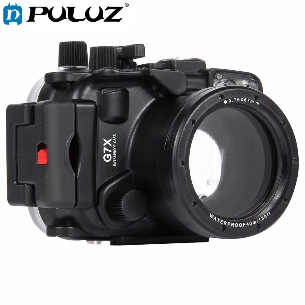 

PULUZ 40m Underwater Depth Diving Case Waterproof Camera Housing for Canon G7 X Black Lightweight Protective Cover