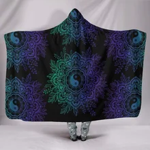 

Purple Ying Yang, Mandala Multi Color, Hooded Blanket, With Hood, Floral, Vegan Blanket, Lotus Mandala, Bohemian Print