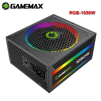 GameMax 1050W Power Supply Fully Modular 80+ Gold Certified with Addressable RGB Light - Vairous Color Mode, RGB-1050-Rainbow 1