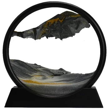 

Moving Sand Art Picture Round Glass 3D Deep Sea Sandscape in Motion Display Flowing Sand Frame(12inch)