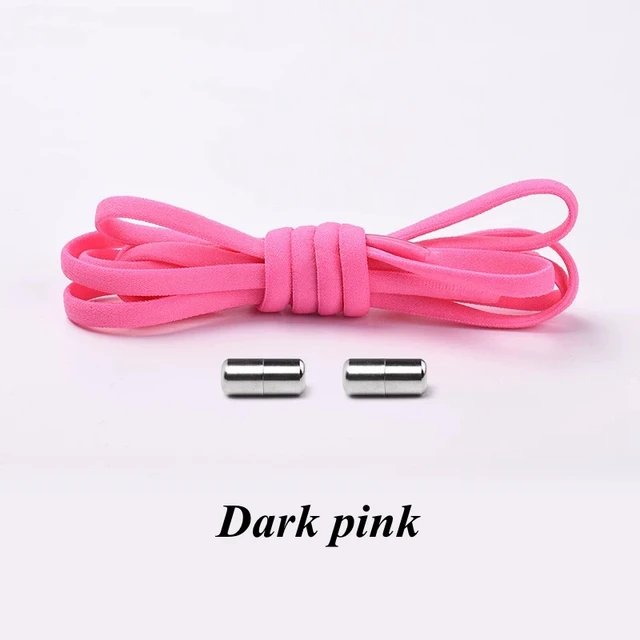 Semicircle No Tie Shoelaces Elastic Shoe laces Sneakers shoelace Metal Lock Lazy Laces for Kids and Adult One size fits all shoe Dark pink