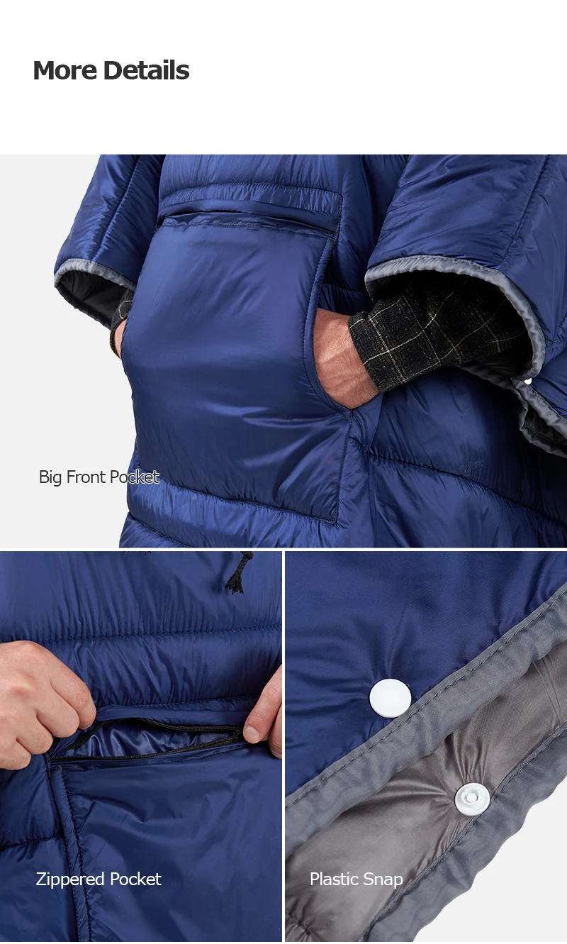 Naturehike NH18D010-P, хлопковый спальный мешок, пончо, стеганая куртка, пальто, одеяло с капюшоном для кемпинга, пешего туризма