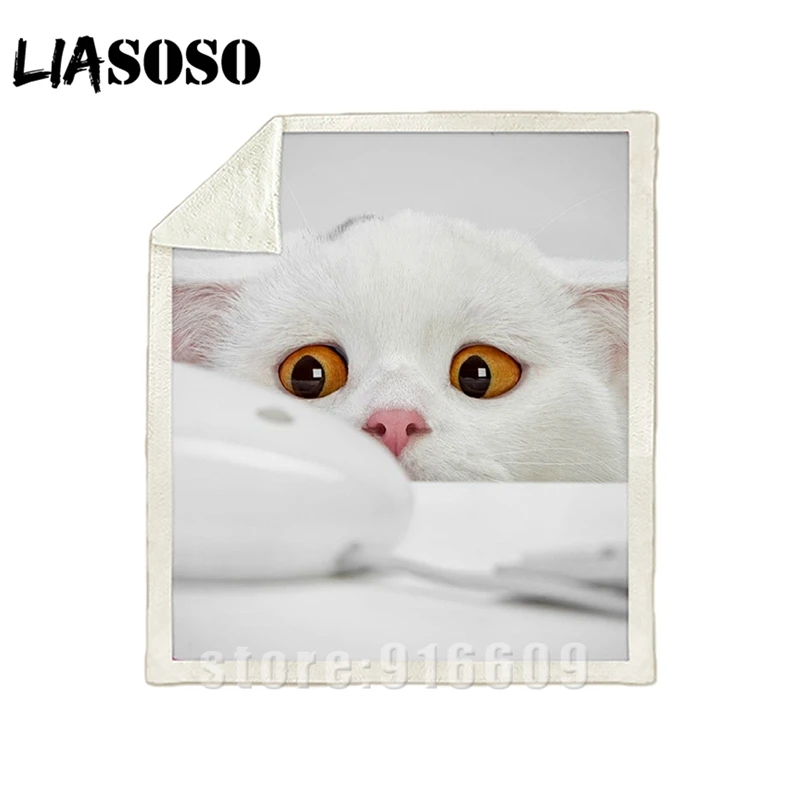 Диван-кровать с рисунком, для офиса, Harajuku, зимнее животное, кошка, модное одеяло, милый котенок, покрывало, детское, для путешествий, одеяло, для прогулок - Цвет: 23