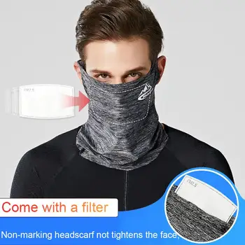 

In-stock Motorcycle Riding Headscarf Soft Breathable Neck Gaiter With Filter Ice Silk Sunscreen Scarf Ears Hanging Type