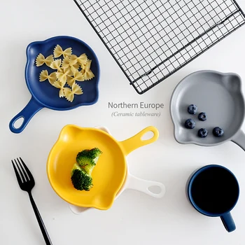 

1PCS European Ceramic Creative Matte Fried Eggs Dinner Plate Baking Tray Western Steak Tray Ceramic Snack Dessert Dishes Plate