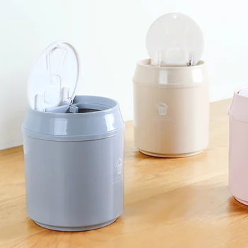 

High Quality Push Waste Bin Small Trash Can Mini Desktop Ashcan Litter Trash Little Tabletop Trashbox For Desk Car Trash Bin