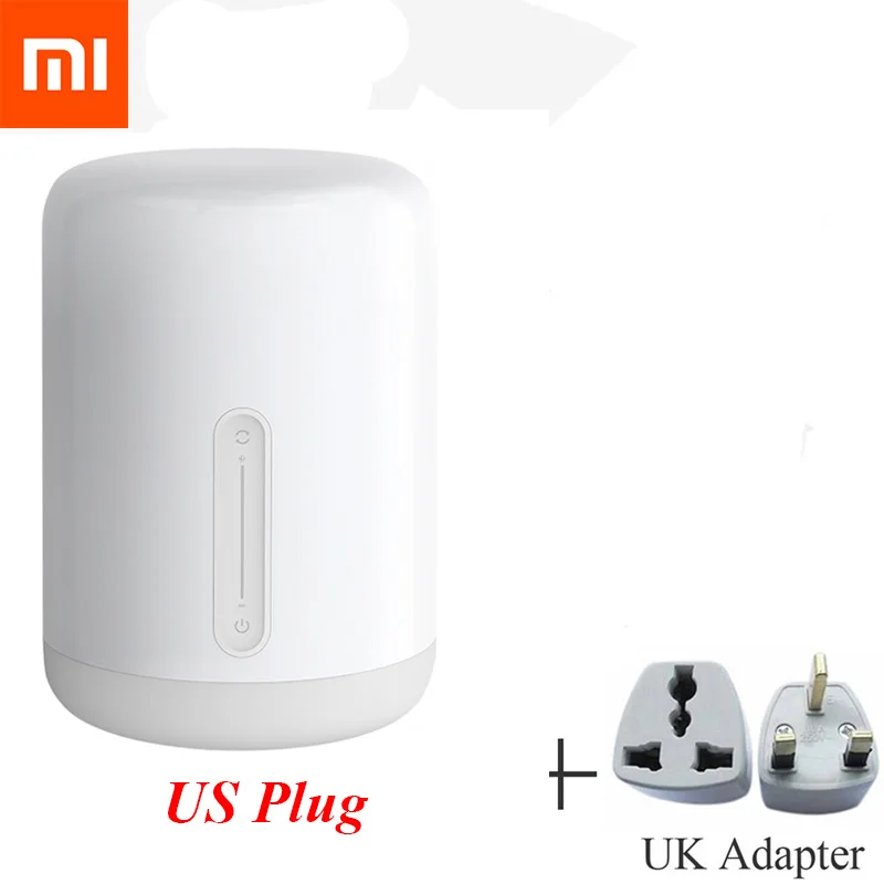 Новая прикроватная лампа Xiaomi Mijia 2 светильник WiFi/Bluetooth светодиодный светильник умный Внутренний Ночной светильник работает с Apple HomeKit - Цвет: Add UK Adapter