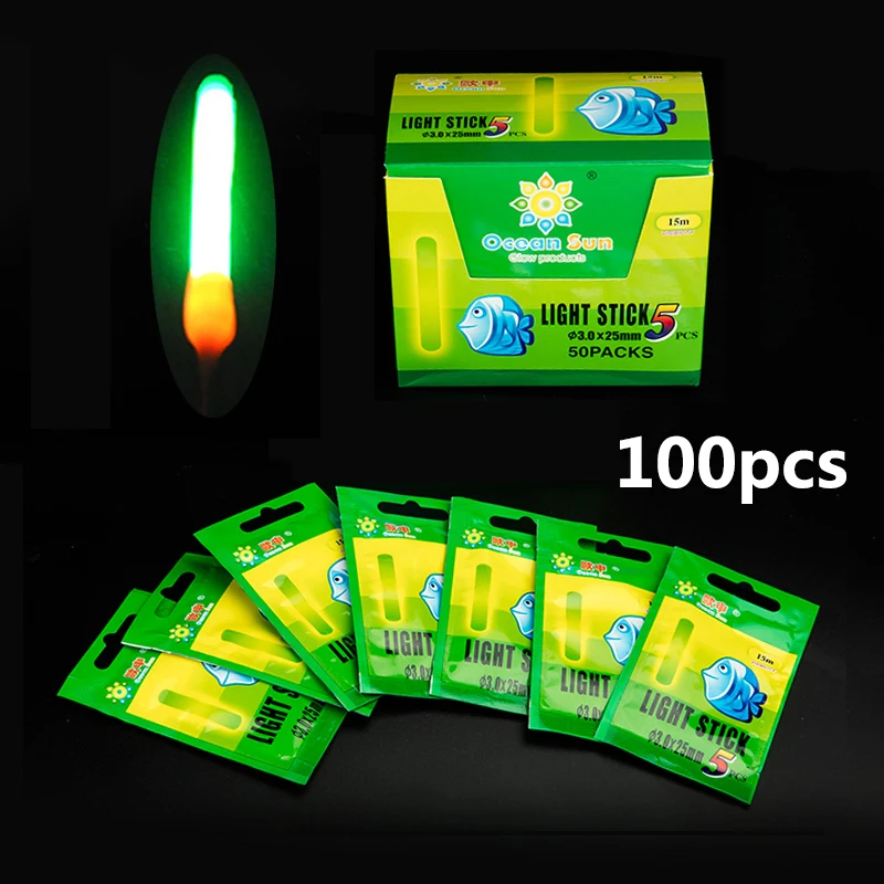 100pcs Fishing Float Light Stick Fireflies Fluorescent Lightstick Night