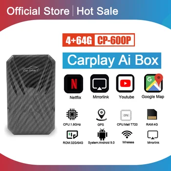 Carplay Ai Box Android Box Car Multimedia Player New Version 4+64G Wireless Mirror link For Apple Carplay Android Auto Tv Box 1