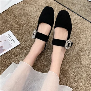 

2020 Women's Slippers Outside Classic Black Round Head Suede Elegant Sweet Dating Shopping Dress womens shoes size 35-39 U24-63