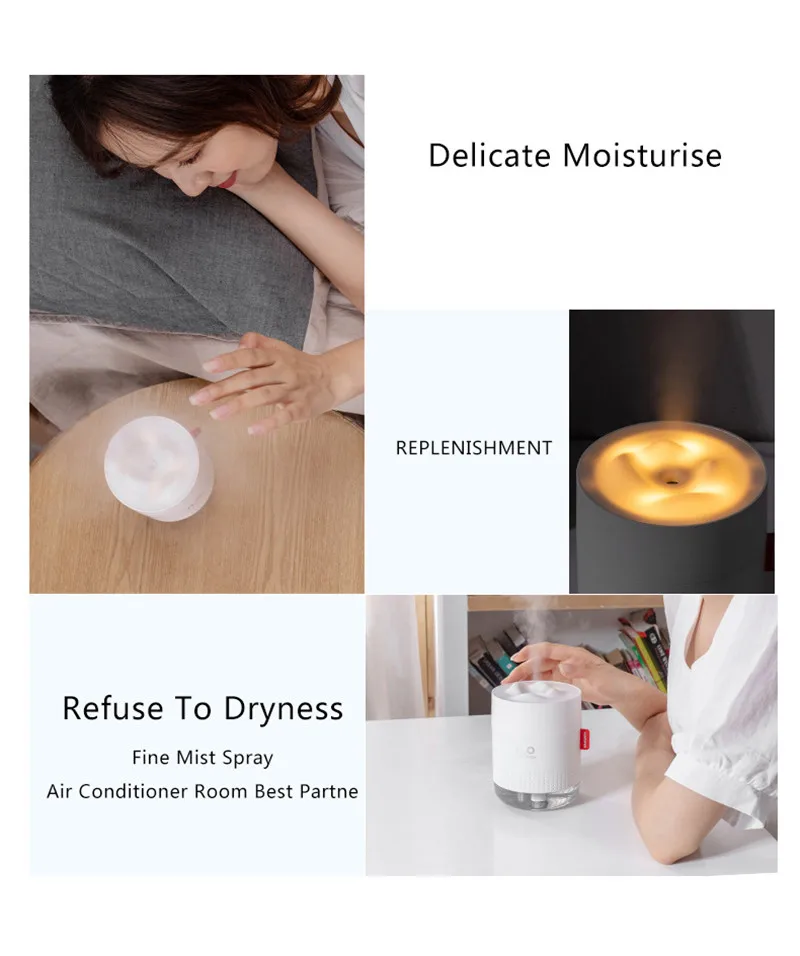 500ml USB Air Humidifier Snow Mountain Essential Oil Diffuser For Home Air Mist Maker Humidifier with Warm Night Light