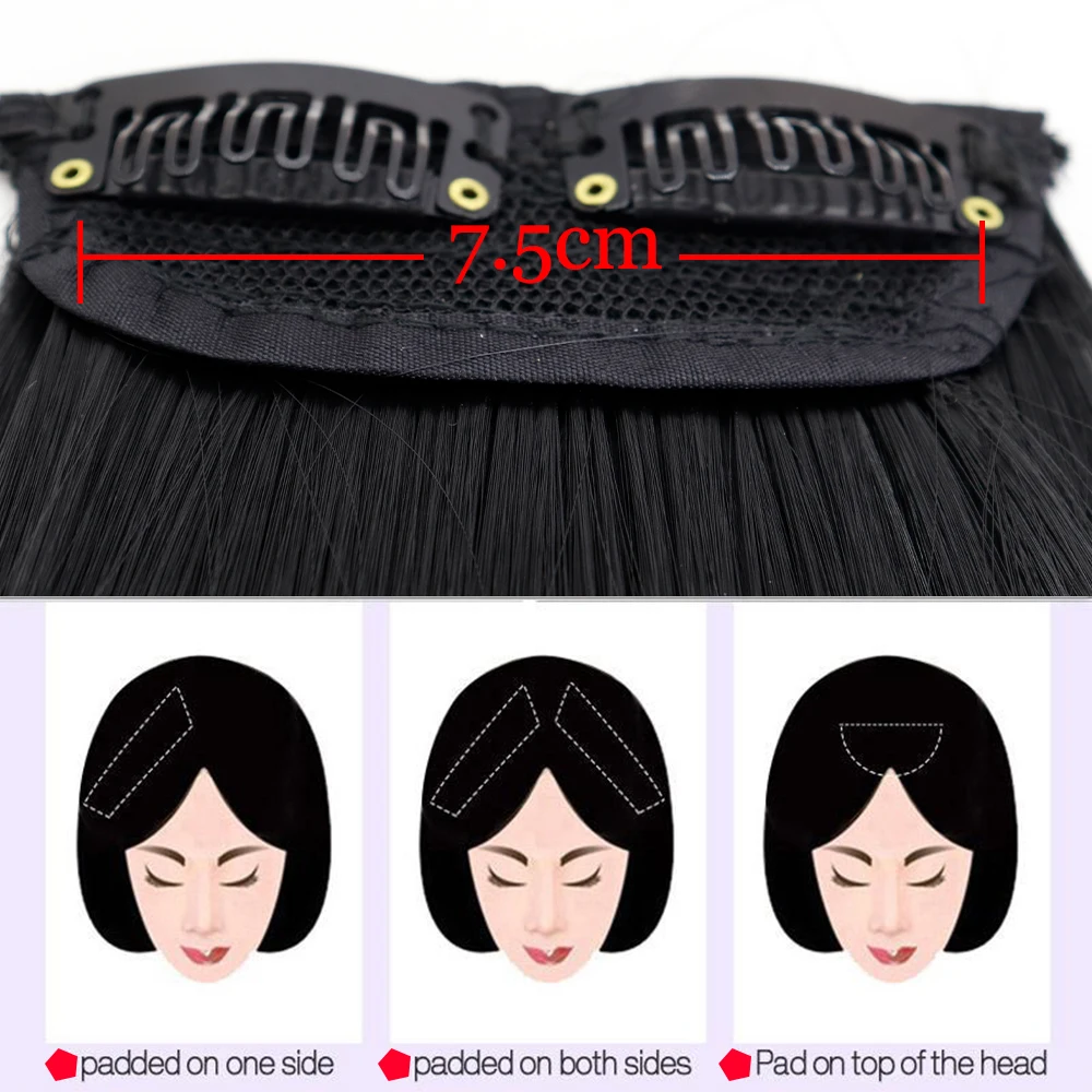 MERISI HAIR Synthetic Invisable Straight Hair Pads Clip In One Piece 2Clips Increase hair volume Hair Extensions Top Side Cover 3