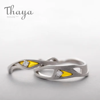 

Thaya Cubic Zircon Wave Match Couple Rings simple s925 Silver Matte Eternity Lovers Warm Design Band Romantic Jewelry for Women
