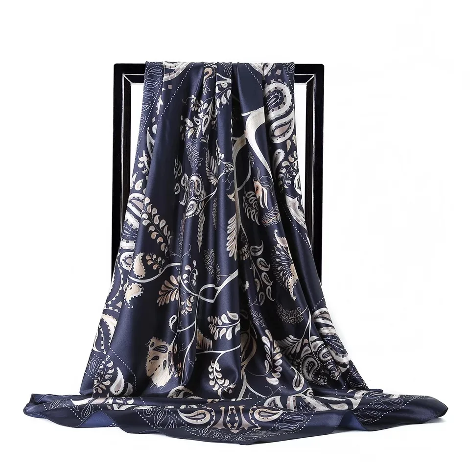 Модная шаль для волос шарф женский шелковый шарф Хиджаб Женский 90 см платок квадратный платок шарфы женские Бандана Платок