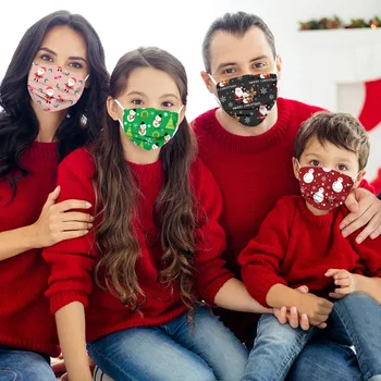 

50pc Parent Child Masks Disposable Christmas Facemask Three-layer Non-woven Mask Breathable 25 Adults And 25 Children Mascarilla