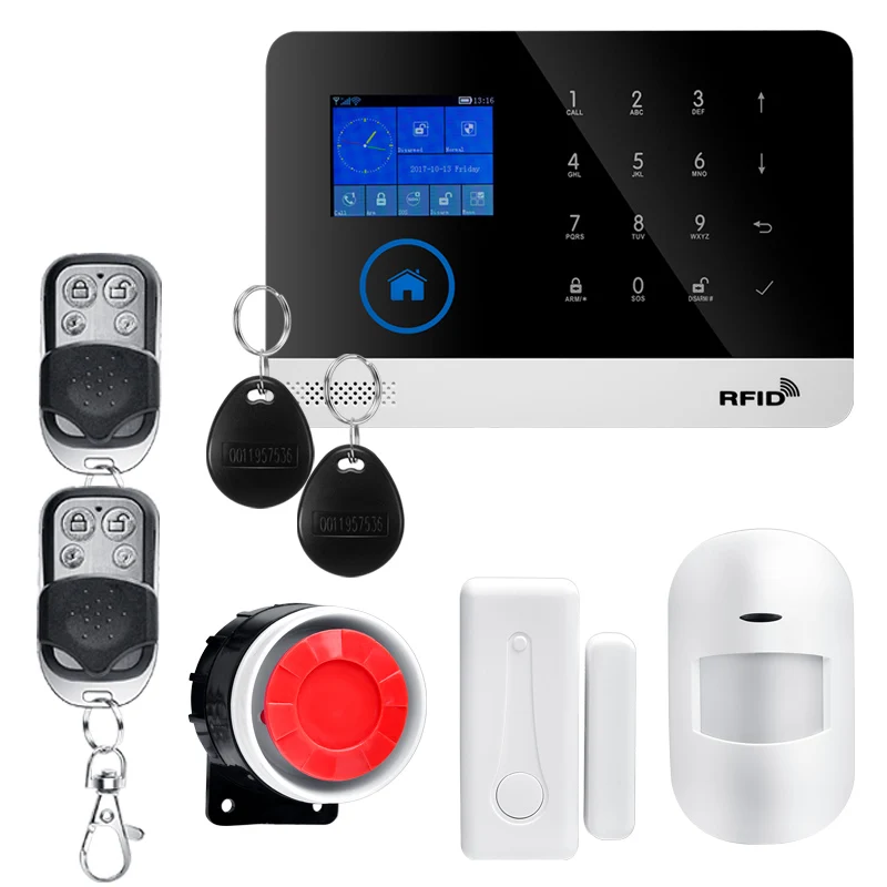 

EN RU ES FR PL DE Switchable Wireless Home Security WIFI GSM GPRS Alarm system APP Remote Control RFID card Arm Disarm