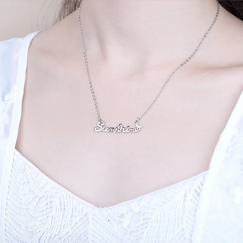 

Letter Sunshine Necklace Cute Crystal Rhinestone Choker Pendants Lovely Gift for Women Girls Female Jewelry Wholesale