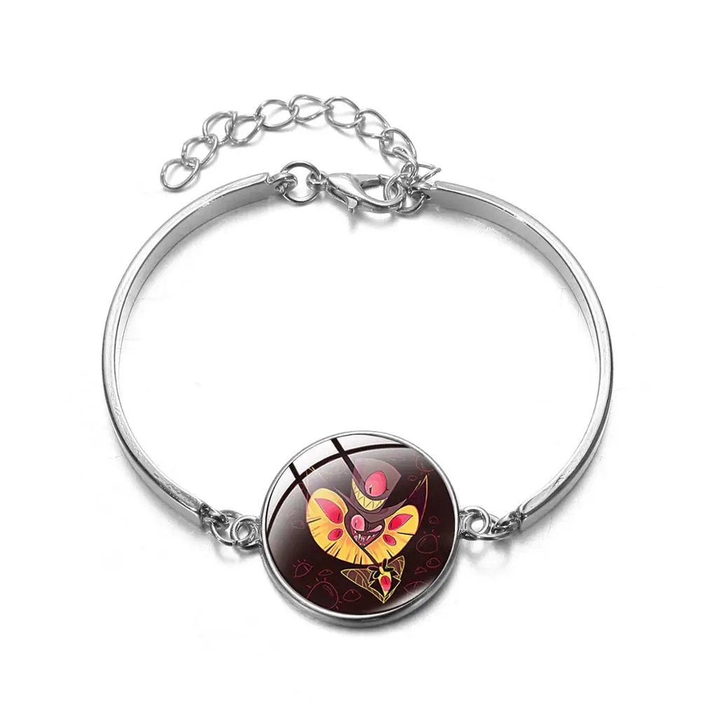 SONGDA Hazbin отель Charlotte Vaggie Angel Alastor браслет& браслет готический розовый мультфильм печати стекло драгоценный камень наручные украшения для фанатов - Окраска металла: Style 7
