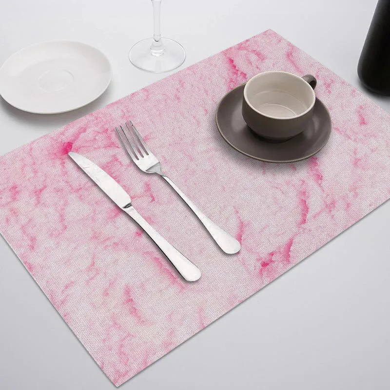 

TTLIFE Marble Pink Placemat Sea Wave Decor Dinner Table Mat Tableware Cup Pads Drink Coasters for Party Kitchen Accessories