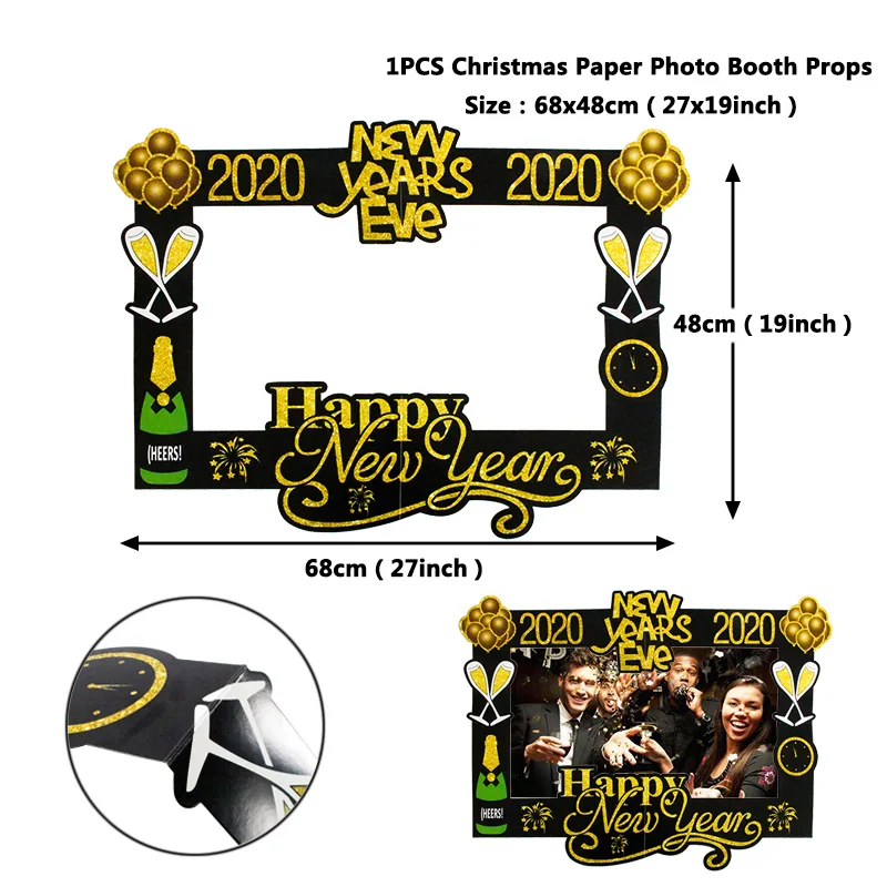Happy новогоднее; Рождественское украшение для дома Photo Booth рамки реквизит с утолщённой меховой опушкой, хороший подарок на Рождество год s Eve вечерние поставки