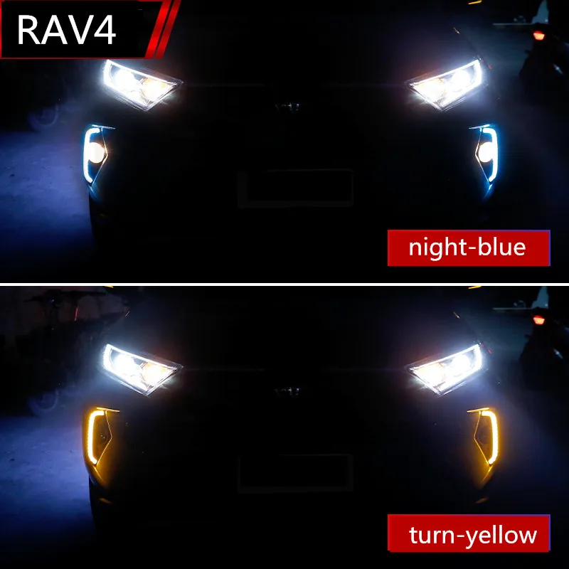 1 пара Светодиодный дневной светильник LED DRL для Toyota RAV4 2019 2020 Водонепроницаемый 12V