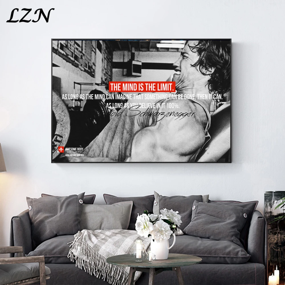 

Arnold Schwarzenegger Poster Motivational Painting Canvas Print Sports Picture Vintage Draw for Modern Livingroom Home Decorate