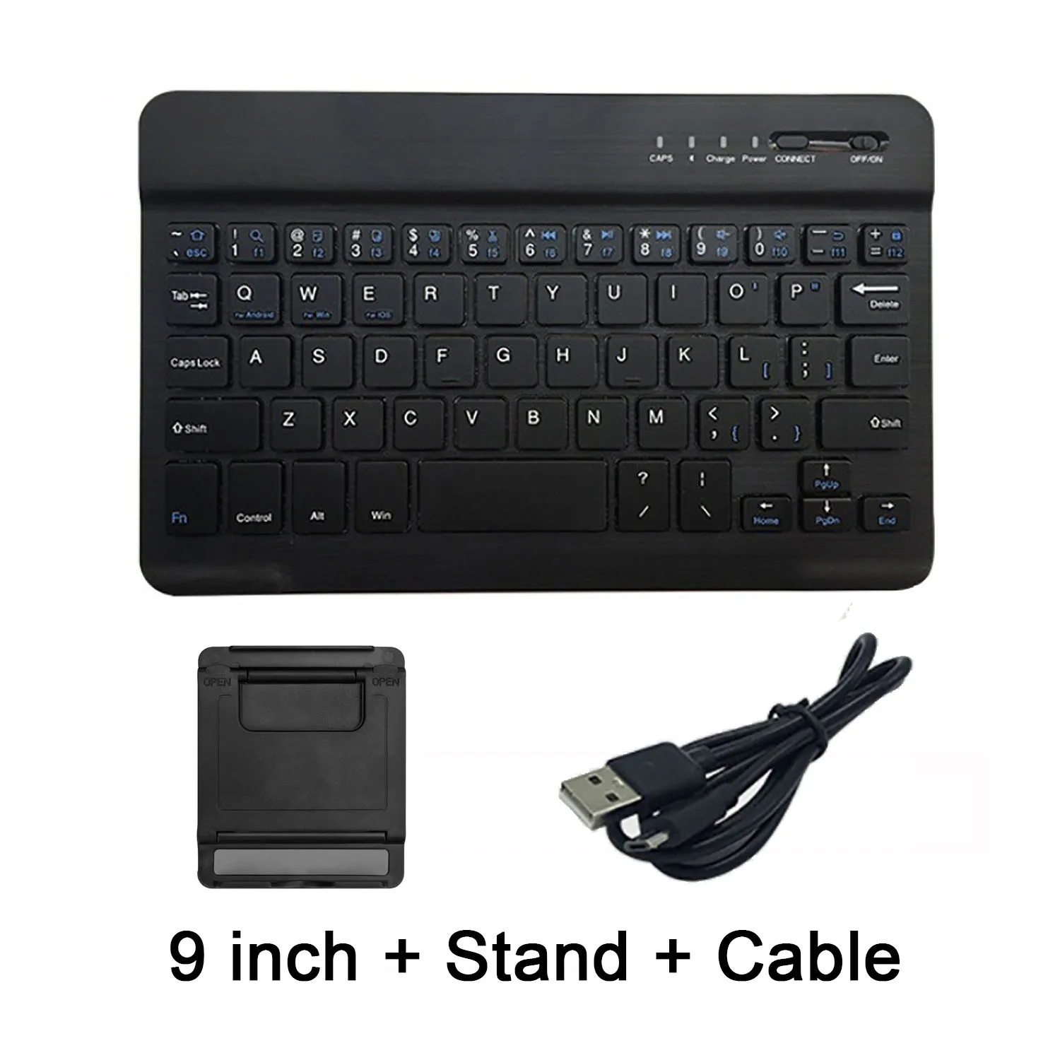 9in Black with stand Ультра тонкая мультимедийная алюминиевая Беспроводная Bluetooth клавиатура для IOS Android планшетный ПК Windows для IPad Min Bluetooth клавиатура - Цвет: 9in Black with stand