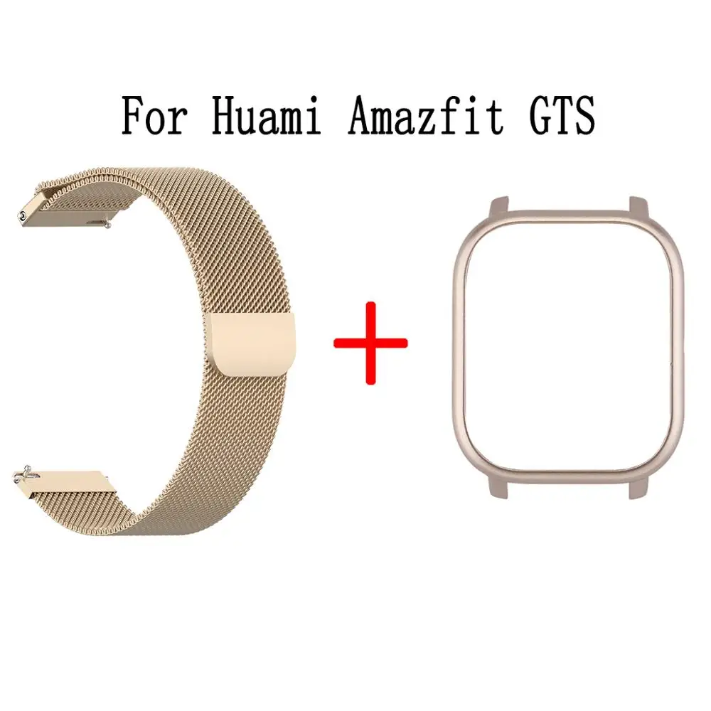 Для Xiaomi Huami Amazfit GTS Smart Watch Band 2в1 металлический браслет+ PC чехол для Amazfit GTS Миланский ремешок на запястье защитный чехол - Цвет: Package 3