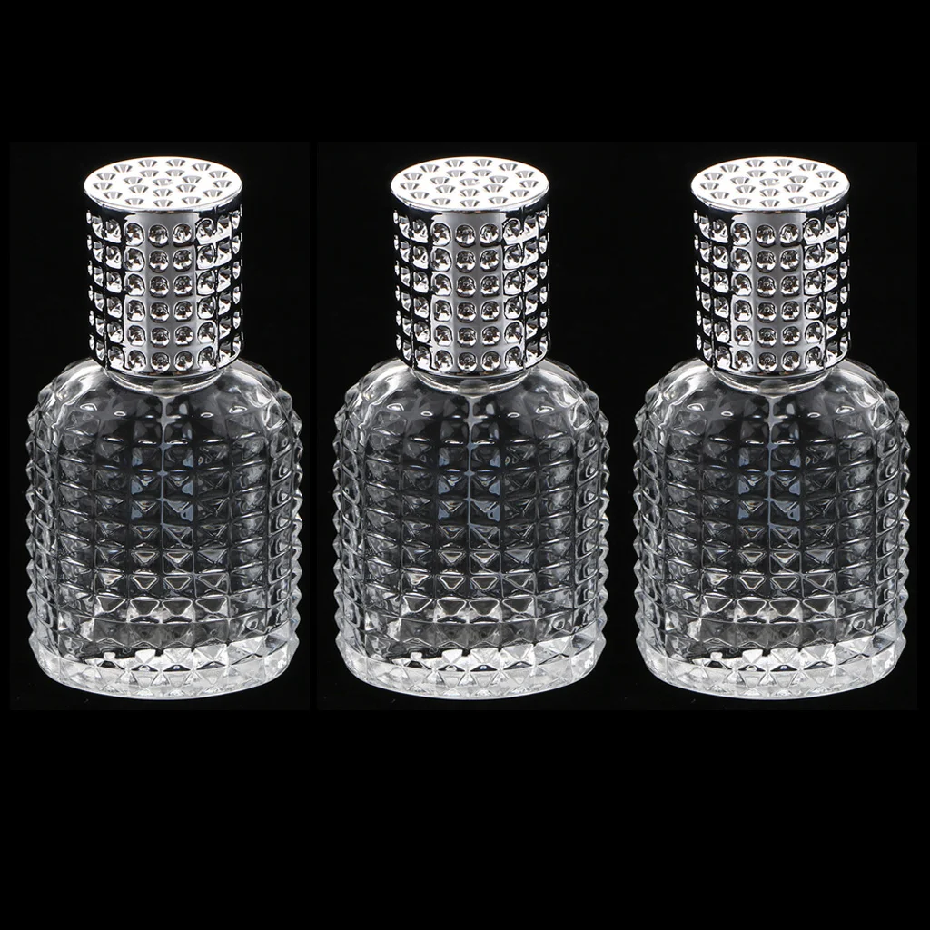 3pcs Crystal Glass Pineapple Design Empty Refillable Perfume Fragrance Spray Bottle Travel Size