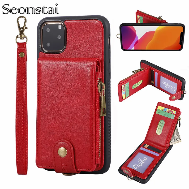 

For iPhone 11 Pro Max Vintage Flip PU Leather Case For iPhone 11 6 6s X 7 8 Plus XS Max XR Zipper Wallet Card Slot Holder Cover