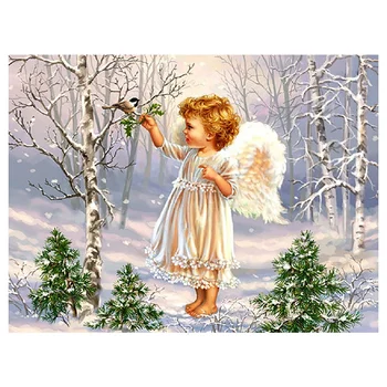 

5D Diamond Painting Full Drill Round Angel DIY Wall Art Embroidery Full Display Portrait Handmade Gift
