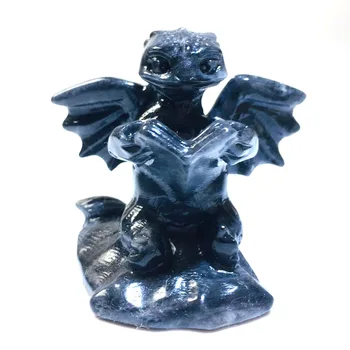 

Natural blue and white stone fire dragon crystal crafts statue halo stone statue home decoration quartz art therapist guardian