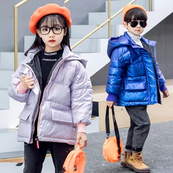

2020 Winter Down Jacket For Girl Hooded Thick Warm Waterproof Children Boy Parka 1-7 Years Kids Baby Shiny Outerwear Coat