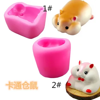 

3D stereo hamster silicone mold mouse year cute mouse silicone mold plaster fragrance fondant silicone mold