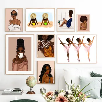 

Black Fashion Girl Holiday Time Dancing Wall Art Canvas Painting Nordic Posters And Prints Wall Pictures For Living Room Decor
