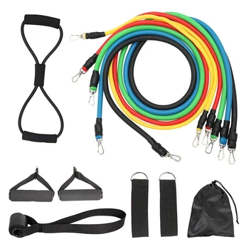 

11/12pcs Yoga Resistance Bands Set Elastic Pull Rope Fitness Sports Equipment Elastic Exercise Bands Set Body Workout Equipment