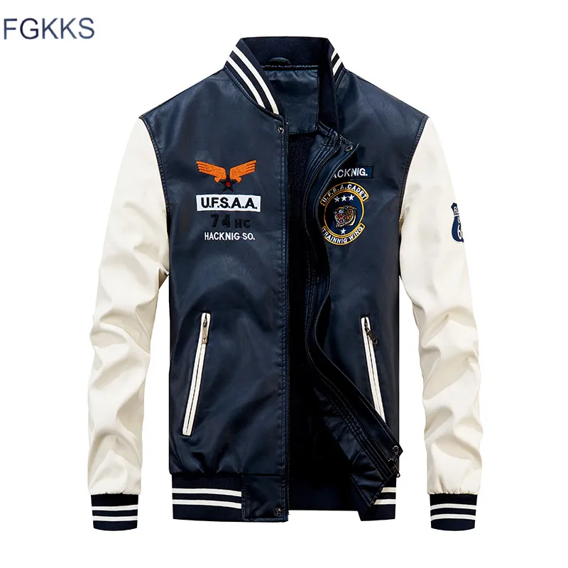 

FGKKS New Fashion Men PU Leather Jacket Street Trend Men's Splice Leather Jacket Coat Male Casual Leather Jackets Brand Clothing