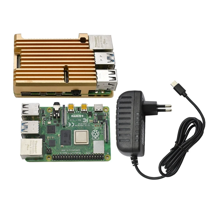 Для Raspberry Pi 4B 4G ram DIY Kit Поддержка 2,4/5,0 GHz wifi Bluetooth 5,0 с алюминиевым ЧПУ сплав защитный Золотой чехол 5V 3A P