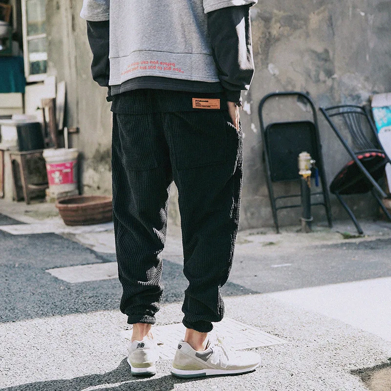 

Raul Corduroy Casual Pants Men Capri Pants Ankle Banded Pants Loose-Fit Pants Spring And Autumn Bib Overall Popular Brand