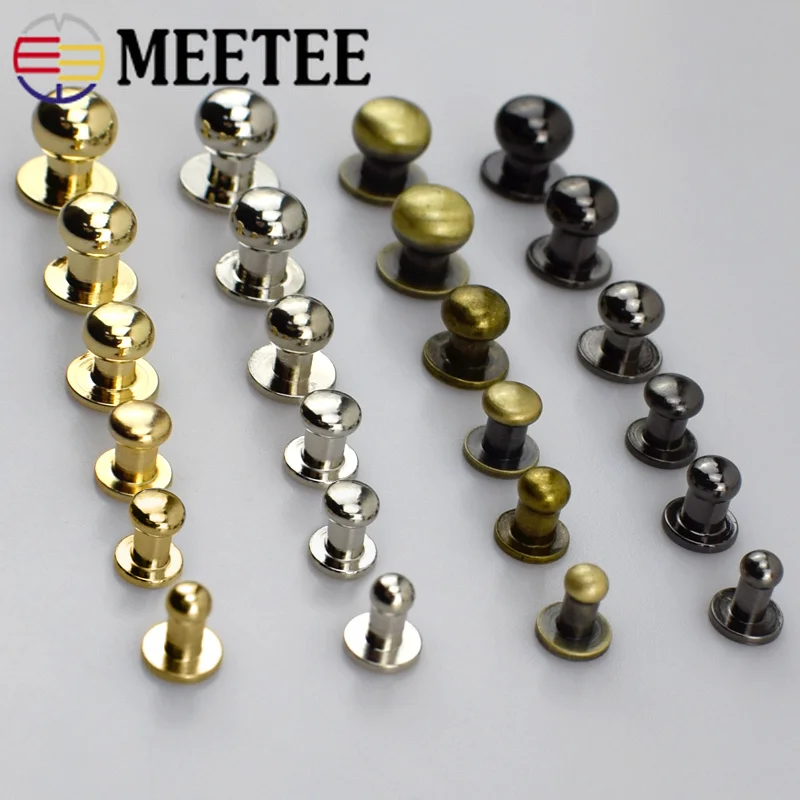 

Meetee 50pcs 4-12mm Nipple Nail Buckles Metal Rivet for Bag Purses Fastner Clasps DIY Studs Screw Buttons Leathercraft Accessory